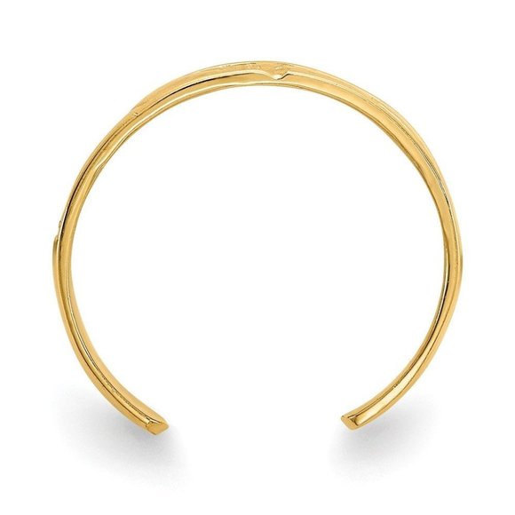 14k Yellow Gold Solid Toe Ring Footprints Adjustable - Picture 4 of 4